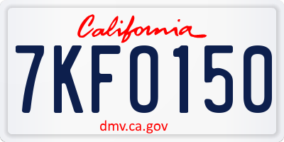 CA license plate 7KFO150