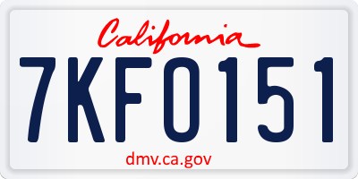 CA license plate 7KFO151