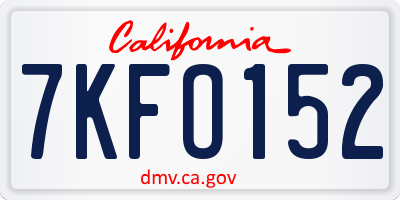 CA license plate 7KFO152