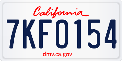 CA license plate 7KFO154