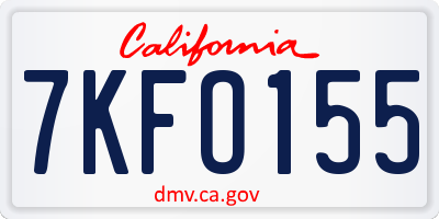 CA license plate 7KFO155