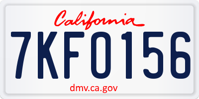CA license plate 7KFO156