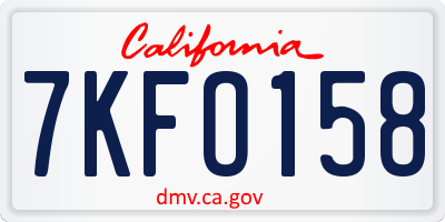 CA license plate 7KFO158