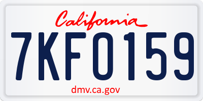 CA license plate 7KFO159