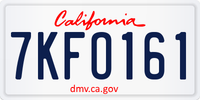 CA license plate 7KFO161