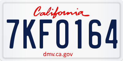 CA license plate 7KFO164