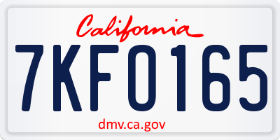 CA license plate 7KFO165