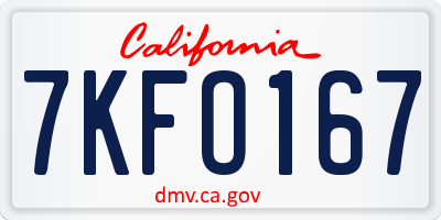 CA license plate 7KFO167