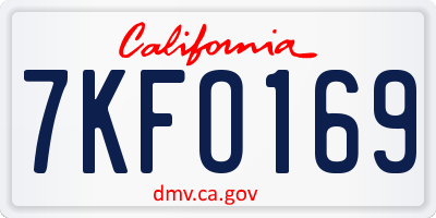 CA license plate 7KFO169