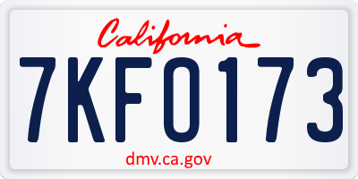 CA license plate 7KFO173