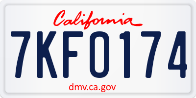 CA license plate 7KFO174