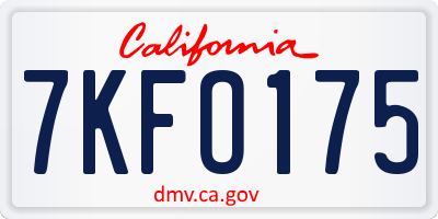 CA license plate 7KFO175