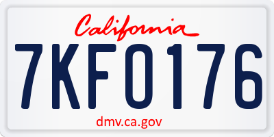 CA license plate 7KFO176