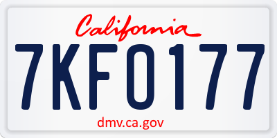 CA license plate 7KFO177