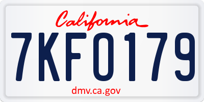 CA license plate 7KFO179