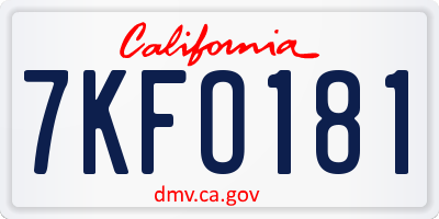 CA license plate 7KFO181