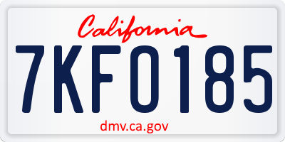 CA license plate 7KFO185