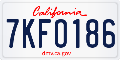 CA license plate 7KFO186