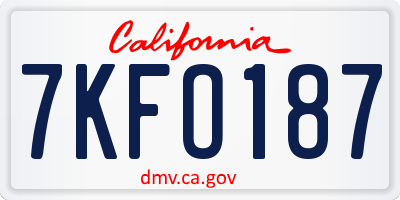 CA license plate 7KFO187