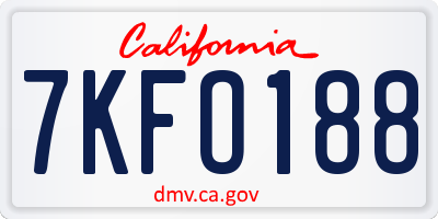 CA license plate 7KFO188