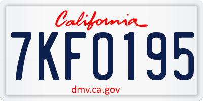 CA license plate 7KFO195