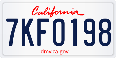 CA license plate 7KFO198