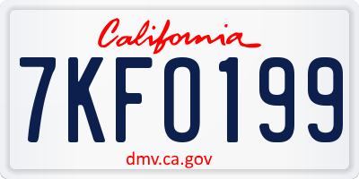 CA license plate 7KFO199