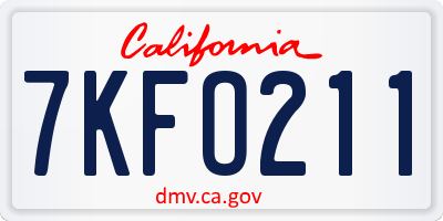 CA license plate 7KFO211