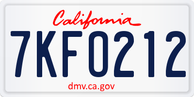 CA license plate 7KFO212