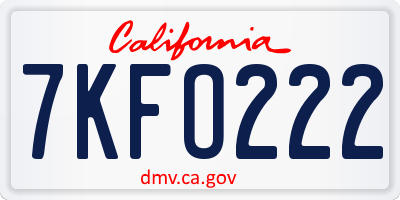 CA license plate 7KFO222