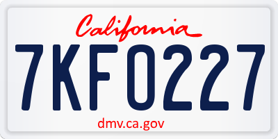 CA license plate 7KFO227