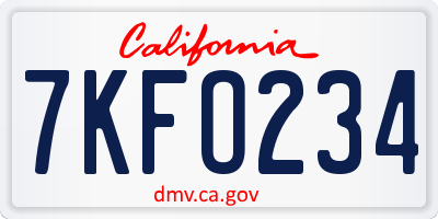 CA license plate 7KFO234