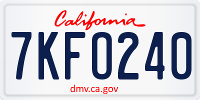 CA license plate 7KFO240