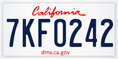CA license plate 7KFO242