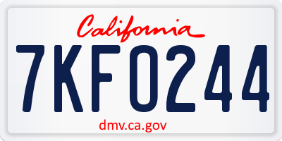 CA license plate 7KFO244