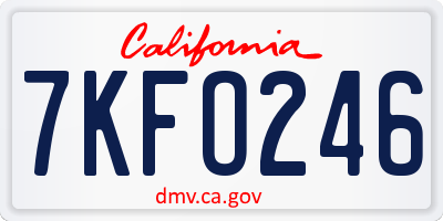 CA license plate 7KFO246