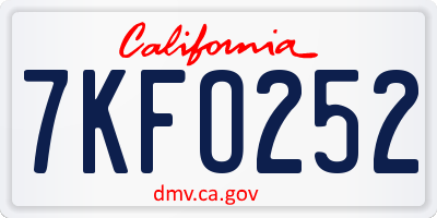 CA license plate 7KFO252