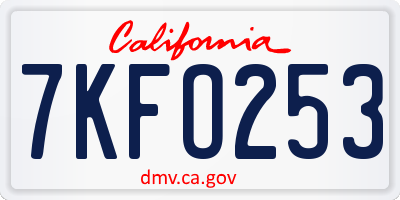 CA license plate 7KFO253