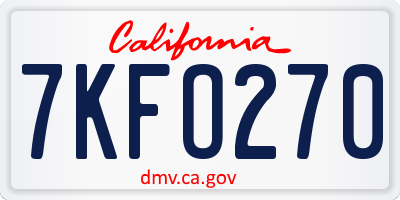 CA license plate 7KFO270
