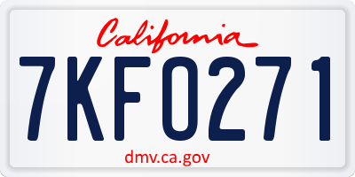 CA license plate 7KFO271