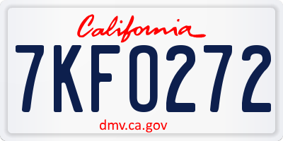 CA license plate 7KFO272