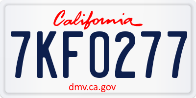 CA license plate 7KFO277