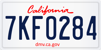 CA license plate 7KFO284