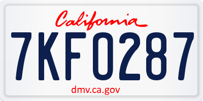 CA license plate 7KFO287