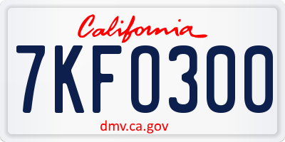 CA license plate 7KFO300