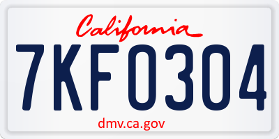 CA license plate 7KFO304