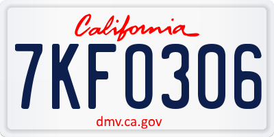 CA license plate 7KFO306