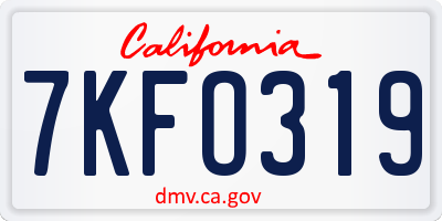 CA license plate 7KFO319