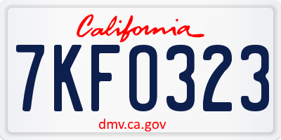 CA license plate 7KFO323