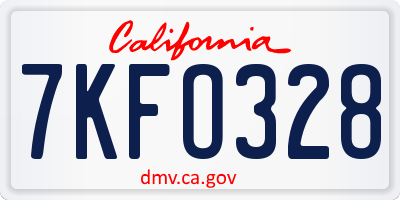 CA license plate 7KFO328